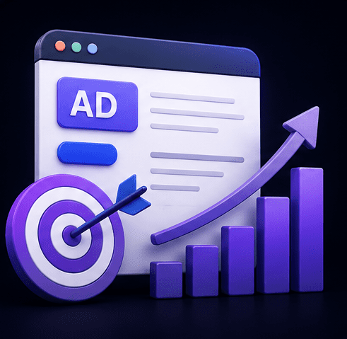 Google Ads and SEM services in Kottayam showing a targeted PPC campaign banner and growth graph